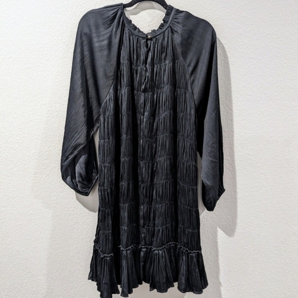 ANTHROPOLOGIE Maeve dress whimsey goth fairy size medium black ruffled polyester - Picture 2 of 6